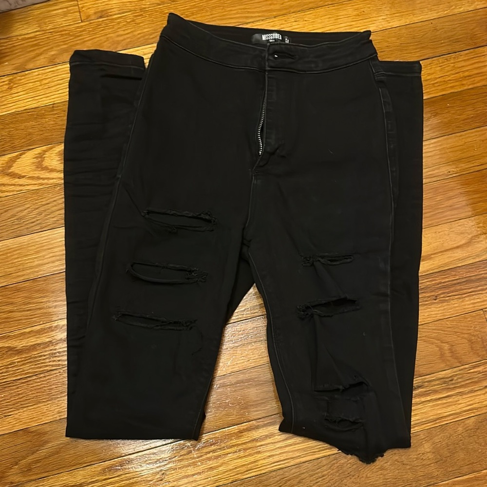 Long Black Ripped Jeans
